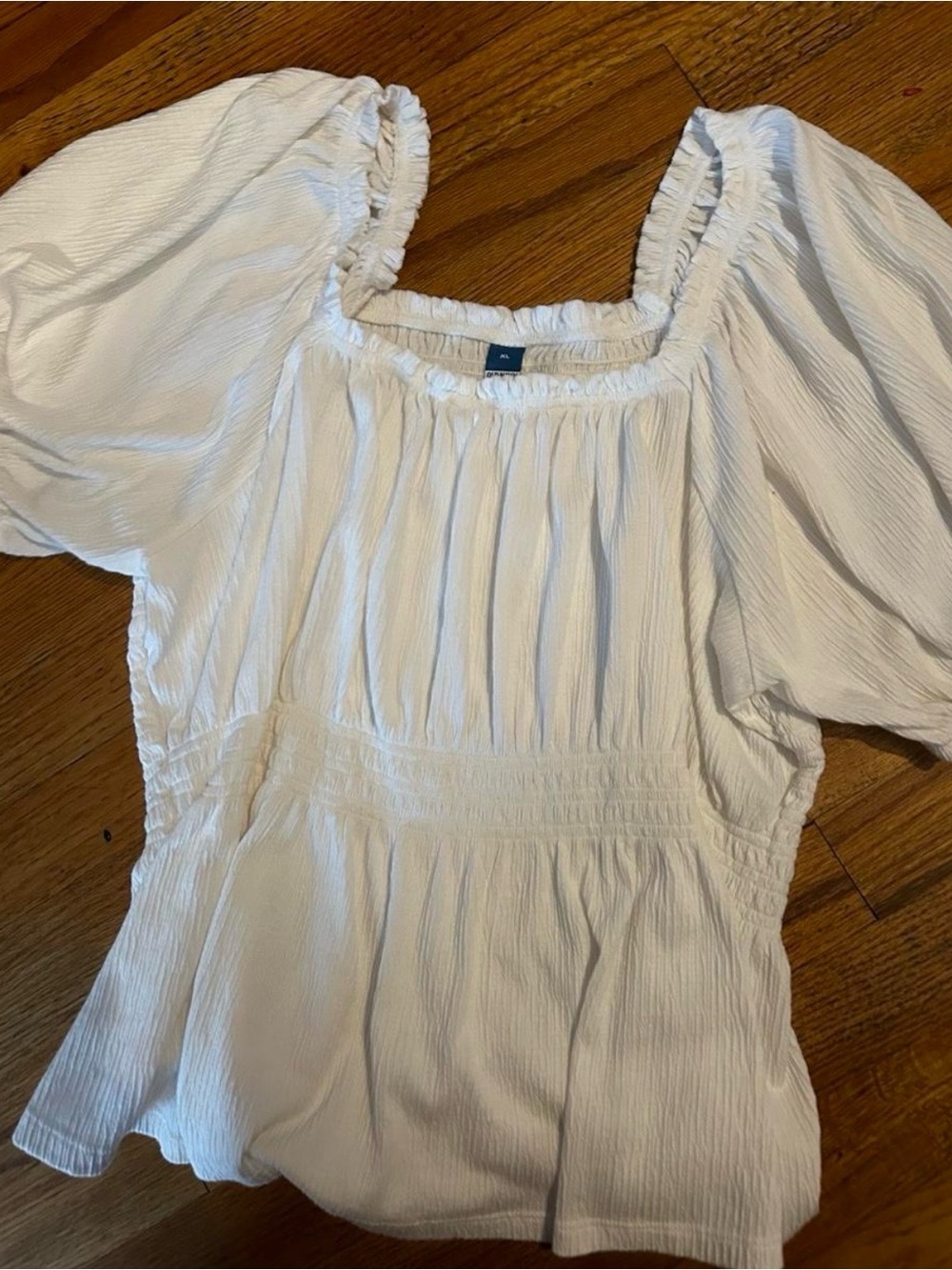 Old Navy White Square-Neck Puff Sleeve Blouse